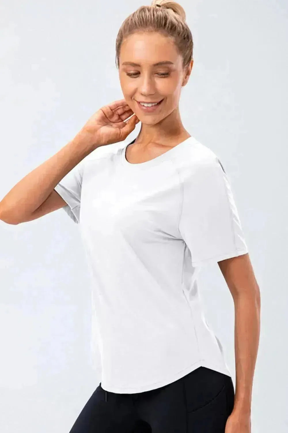 Round Neck Raglan Sleeve Active Tee - Bad Moms Club