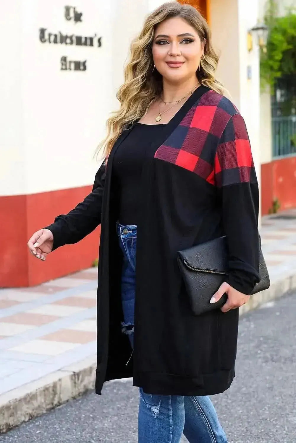 Plus Size Open Front Dropped Shoulder Cardigan - Bad Moms Club