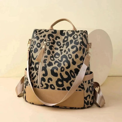 Leopard PU Leather Backpack Bag - Bad Moms Club