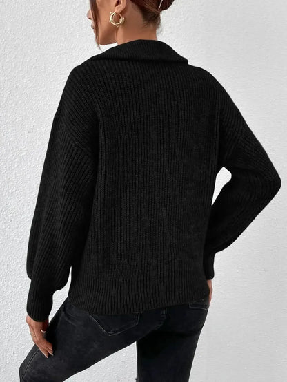 Honey Half Zip Dropped Shoulder Sweater - Bad Moms Club