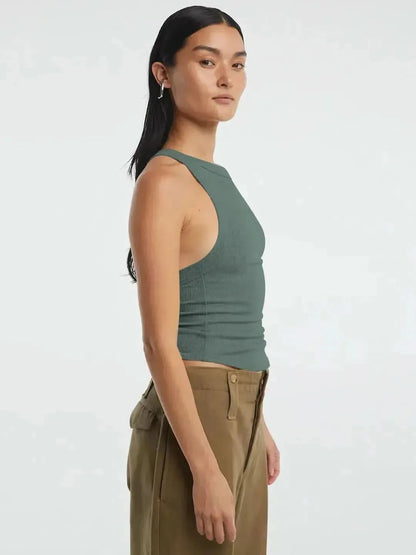 Halter Neck Ribbed Cropped Top - Bad Moms Club