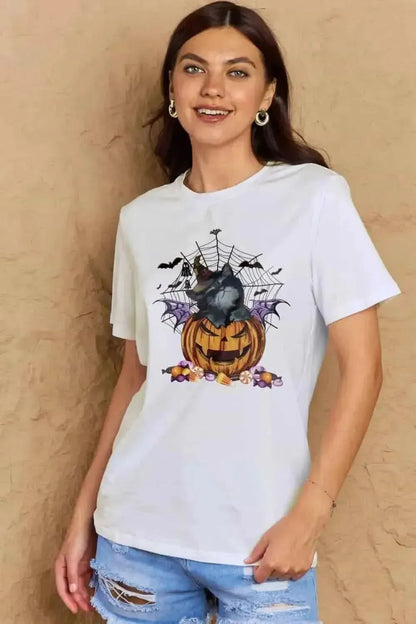 Simply Love Full Size Jack-O'-Lantern Graphic T-Shirt - Bad Moms Club