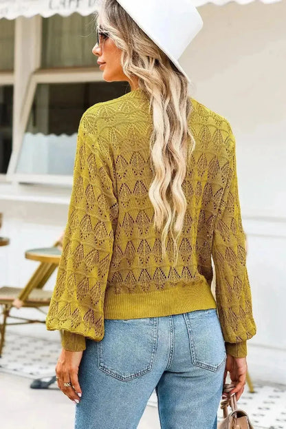 Openwork V-Neck Cardigan - Bad Moms Club