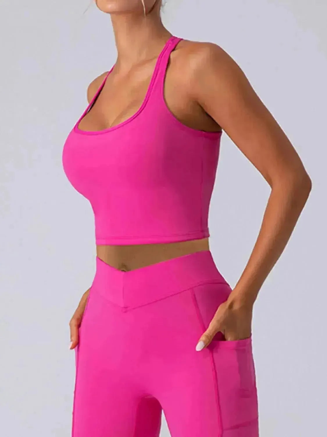 Square Neck Racerback Cropped Tank - Bad Moms Club