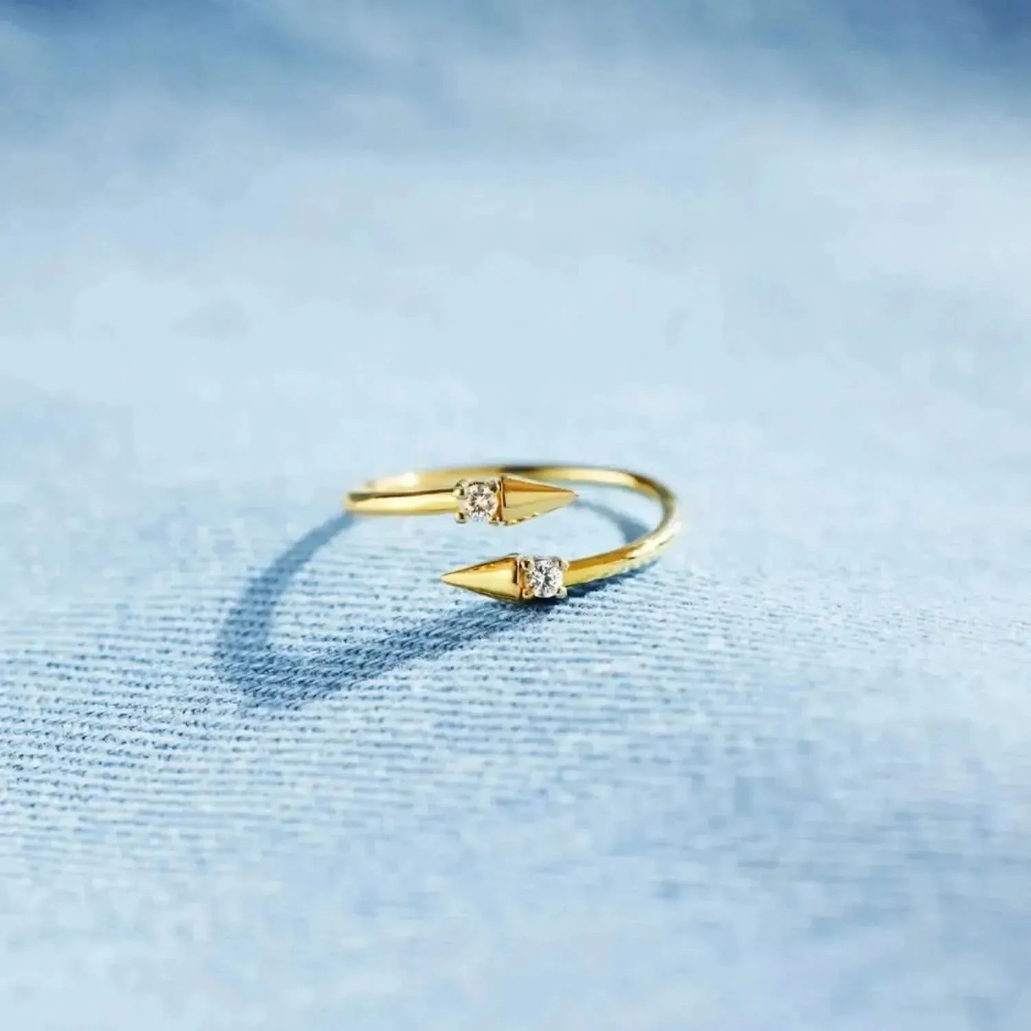 925 Sterling Silver Inlaid Zircon Bypass Ring - Bad Moms Club