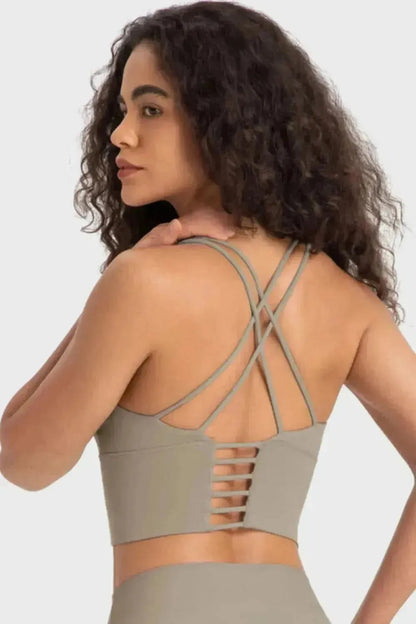 Crisscross Back Ladder Detail Sports Bra - Bad Moms Club