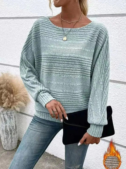 Full Size Round Neck Long Sleeve Top - Bad Moms Club
