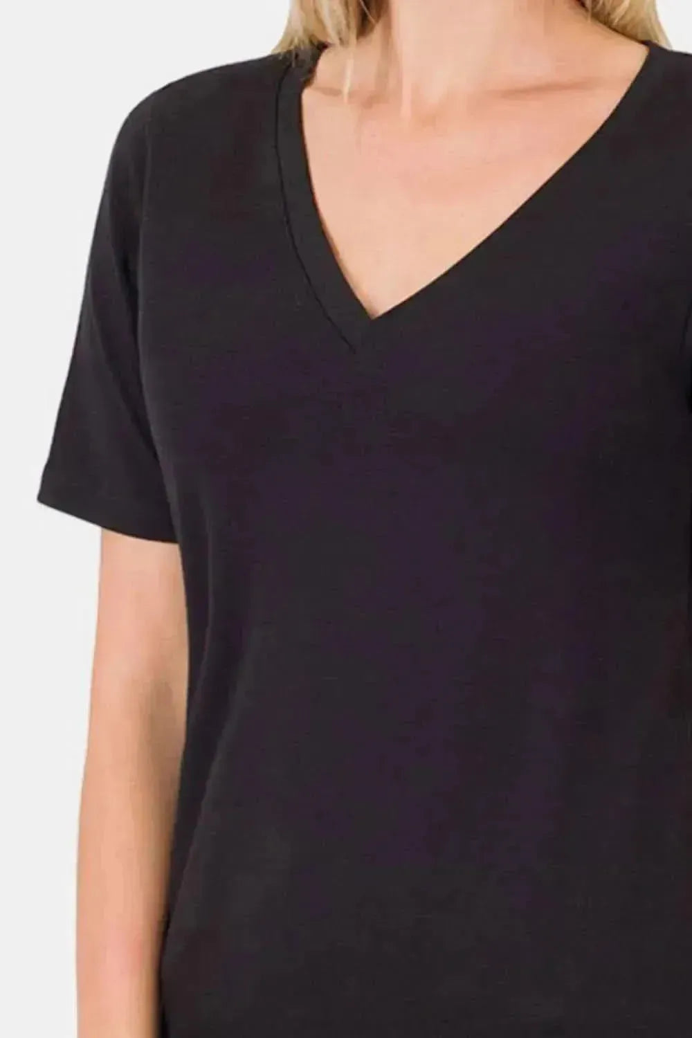 Zenana V-Neck Short Sleeve T-Shirt - Bad Moms Club