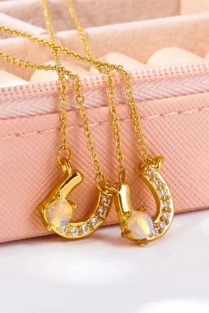 Horseshoe Shape Copper 14K Gold Plated Pendant Necklace - Bad Moms Club
