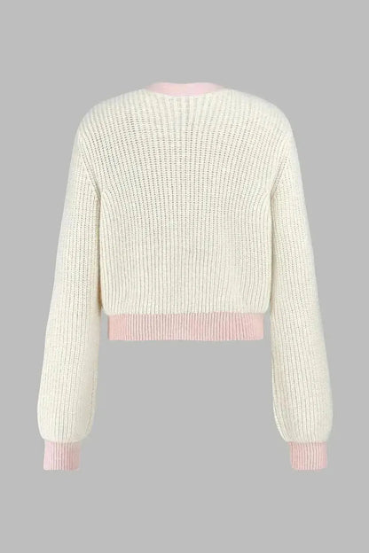 Contrast Trim Button Up Dropped Shoulder Cardigan - Bad Moms Club