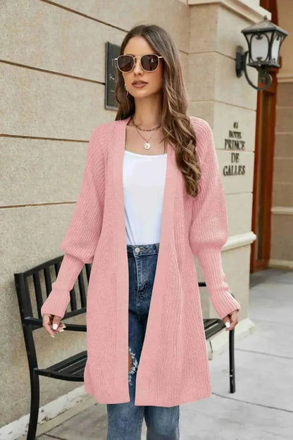 Open Front Lantern Sleeve Cardigan - Bad Moms Club