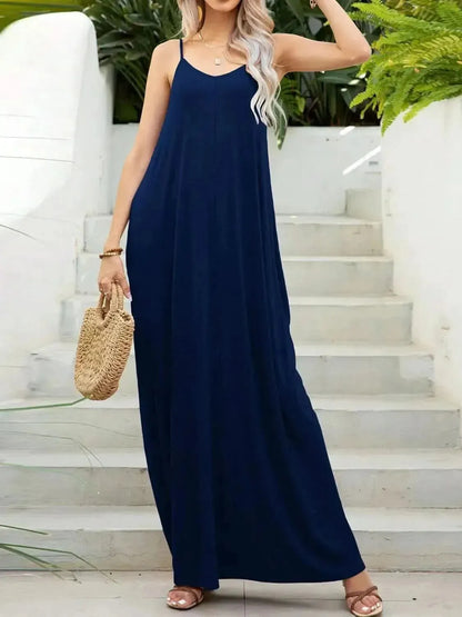 V-Neck Maxi Cami Dress with Pockets - Bad Moms Club
