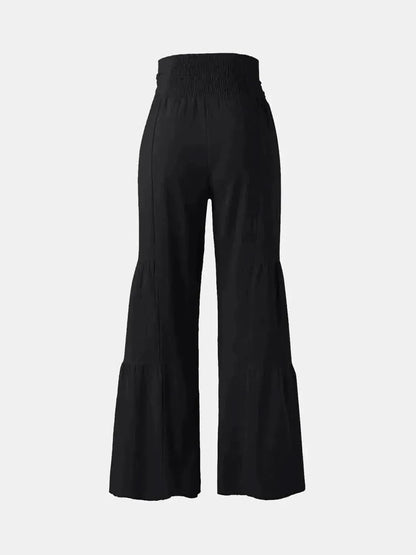 Tied Ruched Wide Leg Pants - Bad Moms Club