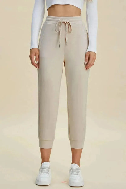 Basic Bae Full Size Air Scuba Drawstring High Waist Cropped Pants - Bad Moms Club