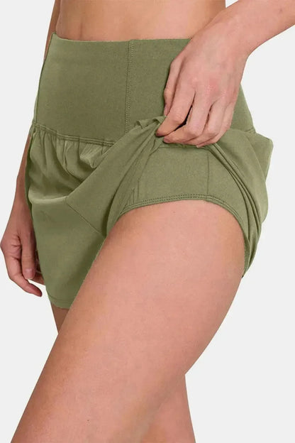 Zenana High-Waisted Zippered Back Pocket Active Shorts - Bad Moms Club