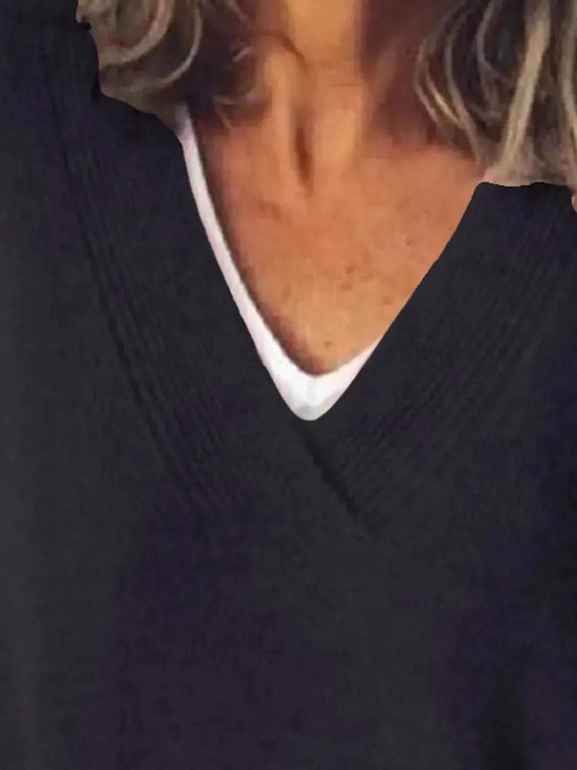 V-Neck Dropped Shoulder Sweater - Bad Moms Club