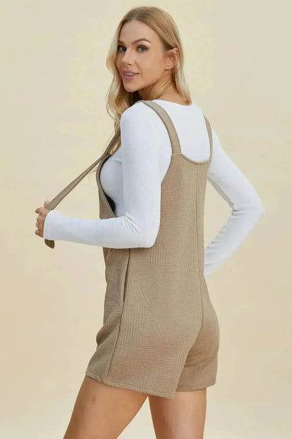 Double Take Full Size Texture Sleeveless Romper - Bad Moms Club