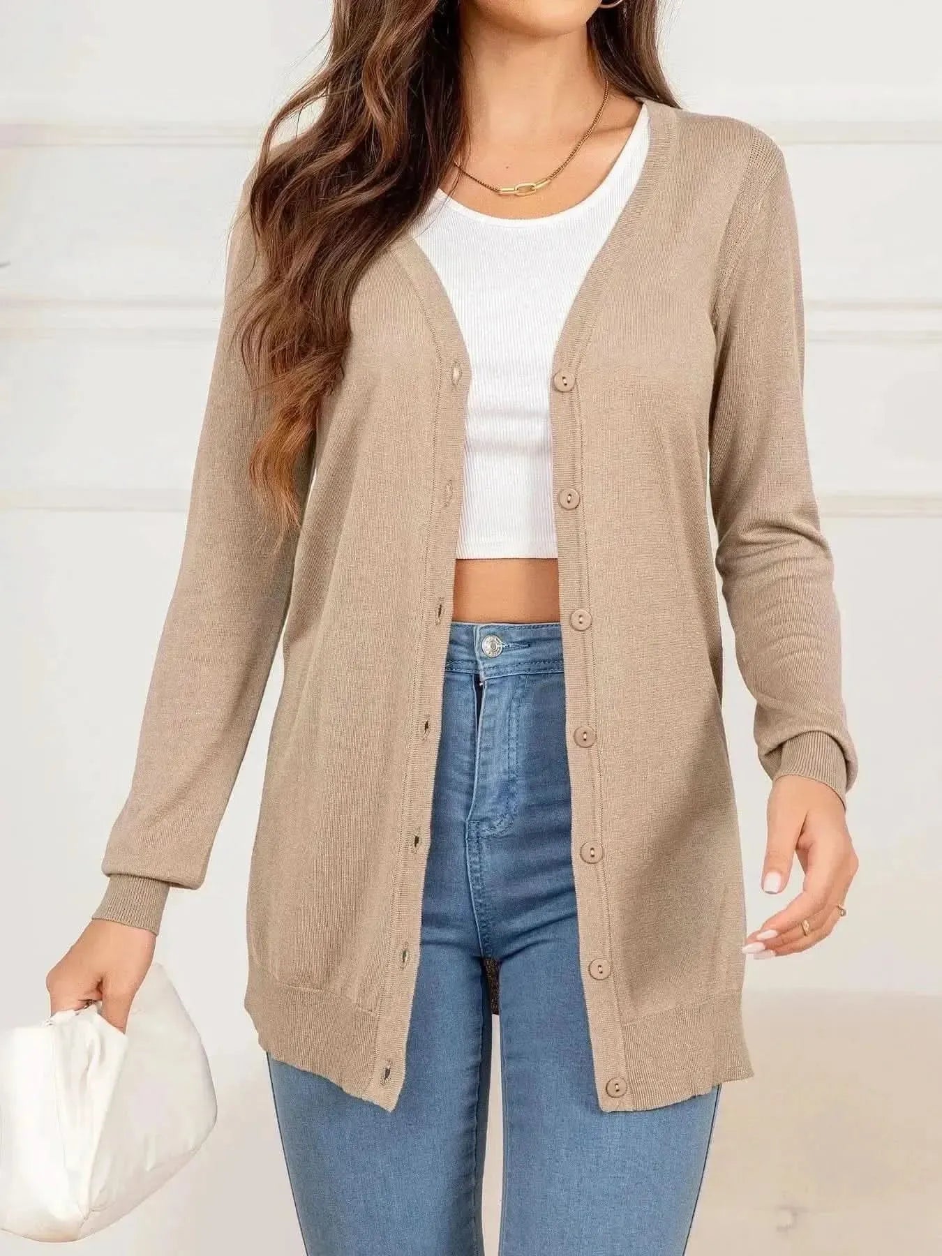Button Down Slit Longline Cardigan - Bad Moms Club
