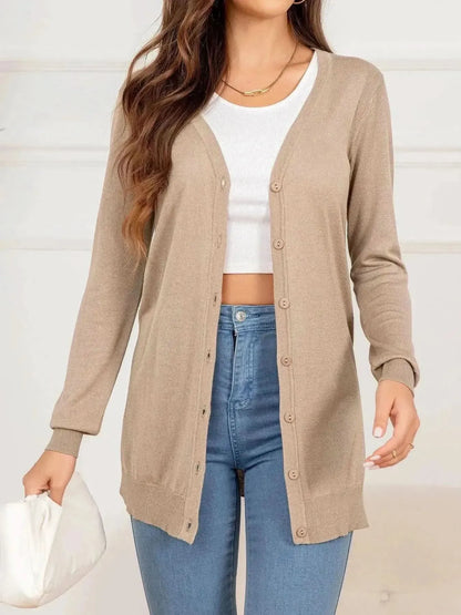 Button Down Slit Longline Cardigan - Bad Moms Club