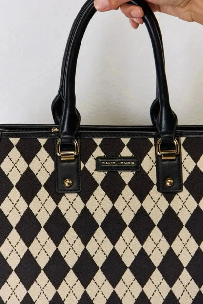 David Jones Argyle Pattern PU Leather Handbag - Bad Moms Club