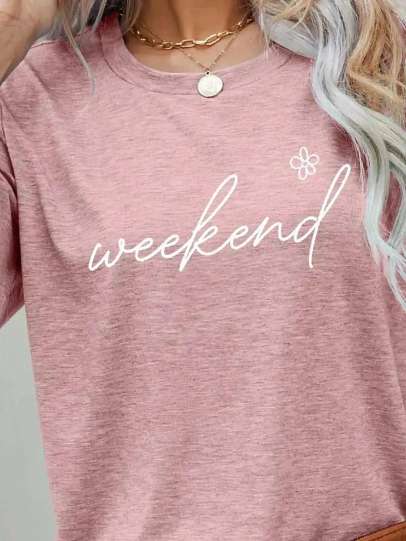 WEEKEND Flower Graphic Short Sleeve Tee - Bad Moms Club