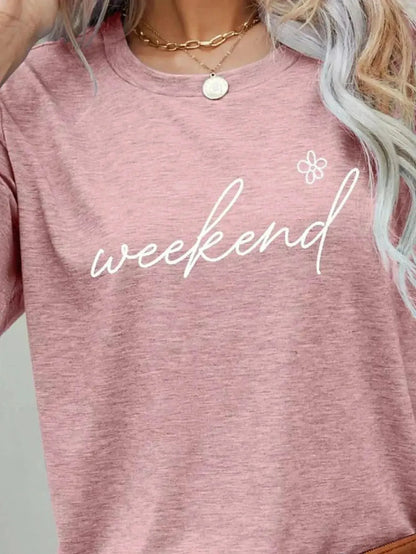 WEEKEND Flower Graphic Short Sleeve Tee - Bad Moms Club