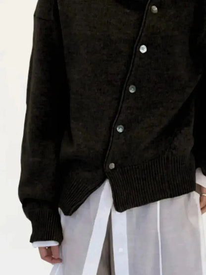 Dropped Shoulder Buttoned Cardigan - Bad Moms Club