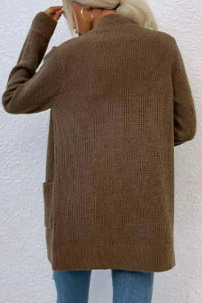 Open Front Rib-Knit Cardigan with Pockets - Bad Moms Club