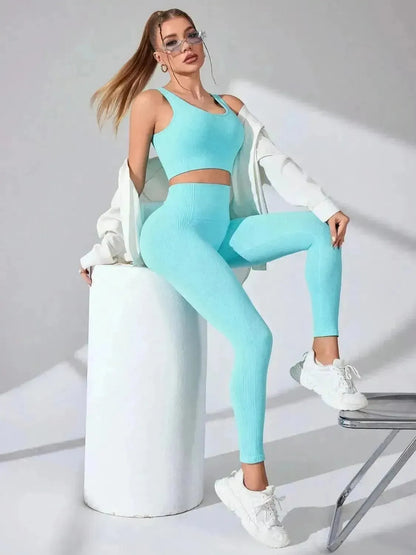 Scoop Neck Wide Strap Top and Pants Active Set - Bad Moms Club
