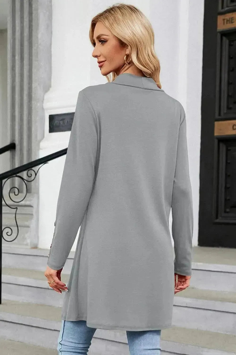Open Front Long Sleeve Cardigan - Bad Moms Club