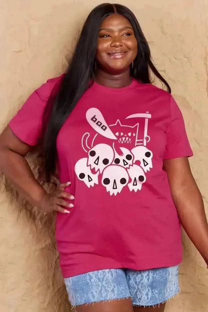 Simply Love Full Size Graphic BOO Cotton T-Shirt - Bad Moms Club