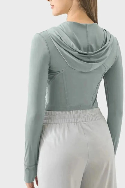 Zip Up Hooded Long Sleeve Active Outerwear - Bad Moms Club