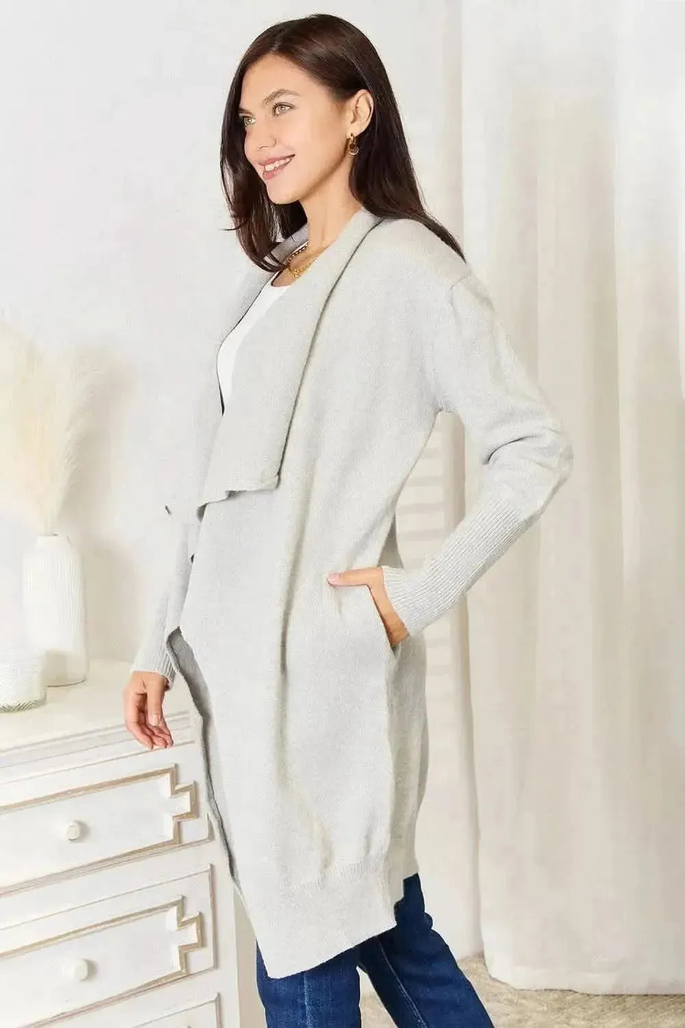Open Front Duster Cardigan with Pockets - Bad Moms Club
