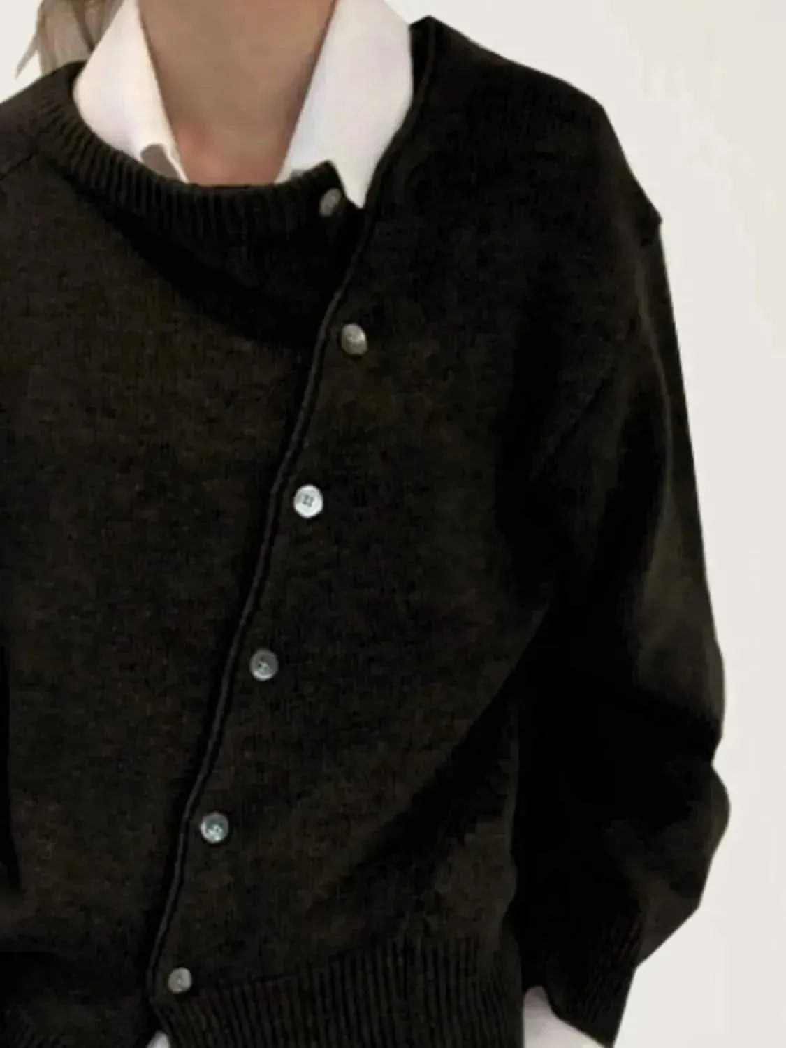 Dropped Shoulder Buttoned Cardigan - Bad Moms Club