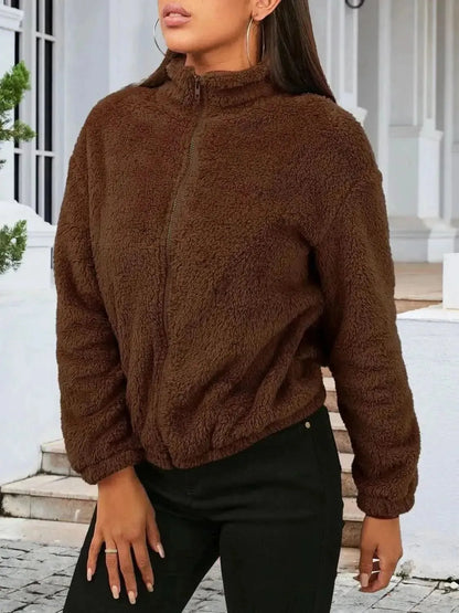 Zip Up Turtleneck Long Sleeve Jacket - Bad Moms Club