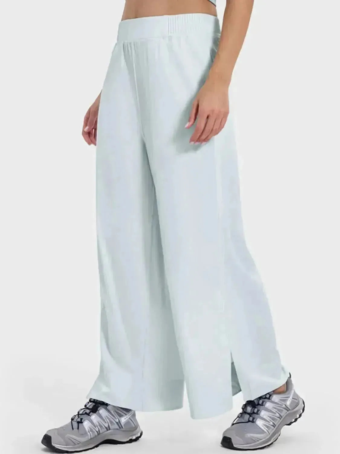 Slit Wide Leg Active Pants - Bad Moms Club