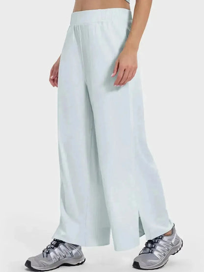 Slit Wide Leg Active Pants - Bad Moms Club