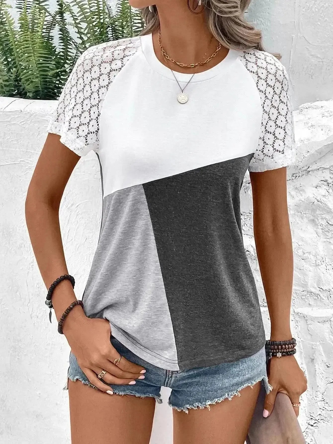 Ivy Lane Color Block Raglan Sleeve Round Neck Tee - Bad Moms Club