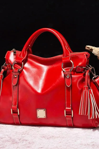 PU Leather Handbag with Tassels - Bad Moms Club