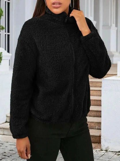 Zip Up Turtleneck Long Sleeve Jacket - Bad Moms Club