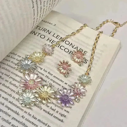 Alloy Rhinestone Daisy Necklace - Bad Moms Club