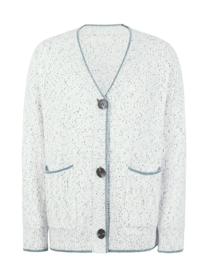 Button Down V-Neck Cardigan with Pockets - Bad Moms Club