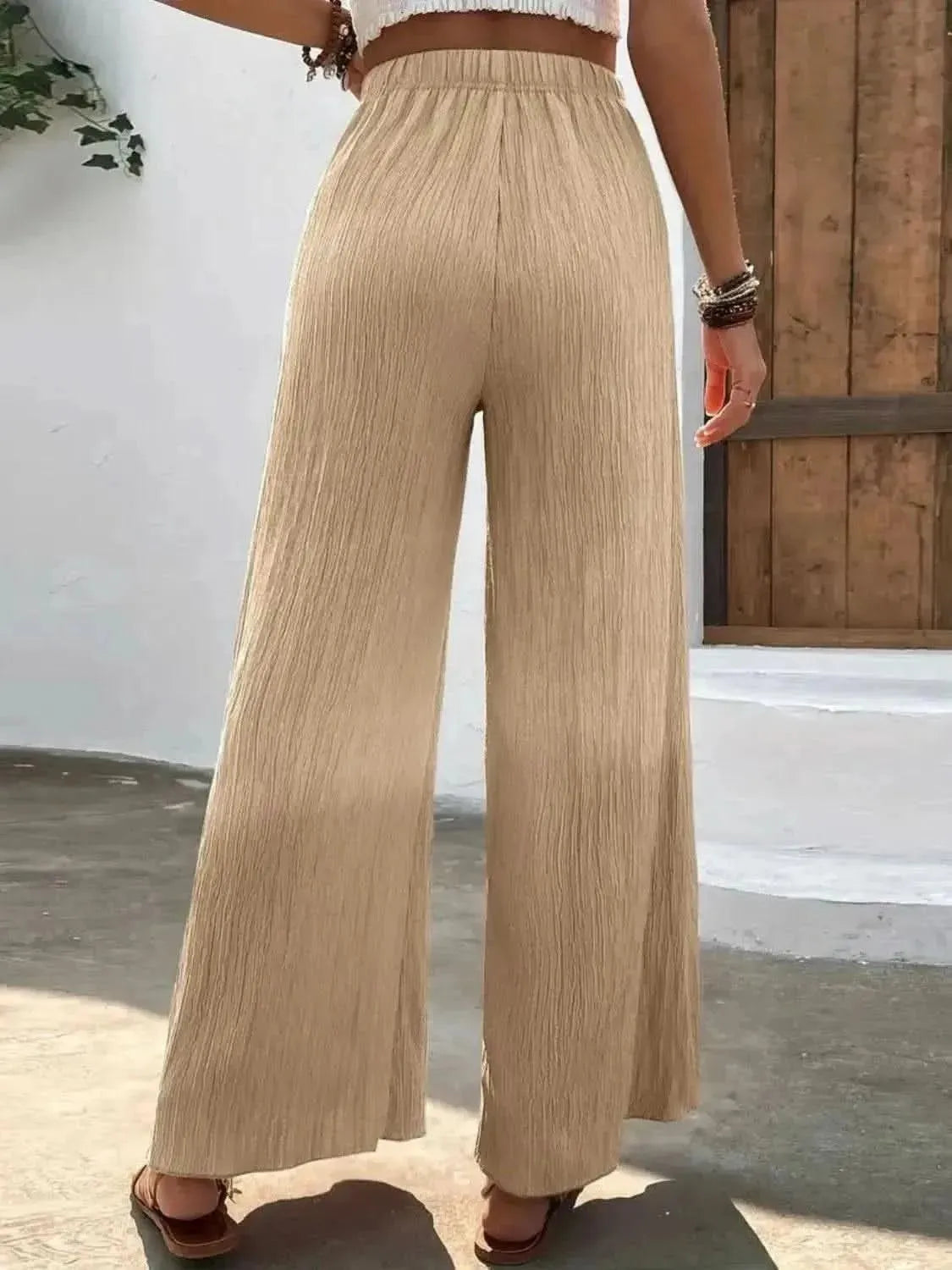 Full Size High Waist Wide Leg Pants - Bad Moms Club