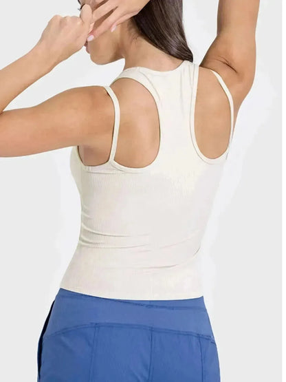 Cutout Round Neck Racerback Active Tank - Bad Moms Club