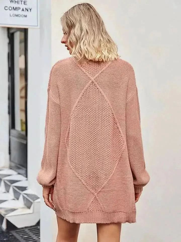 Cable-Knit Long Sleeve Cardigan - Bad Moms Club