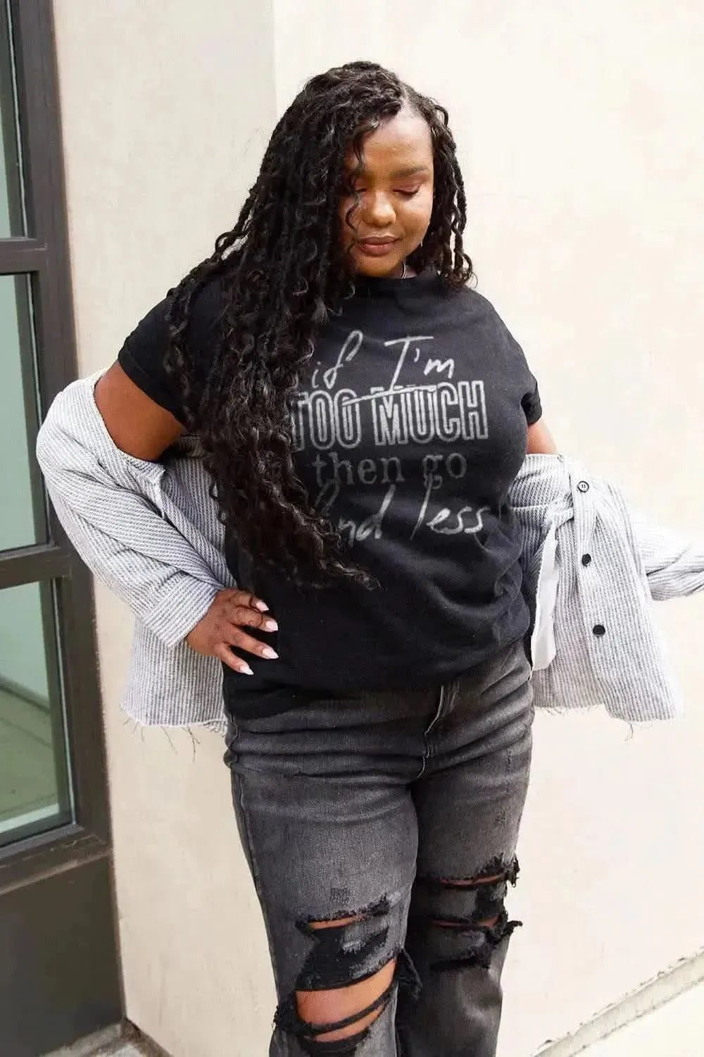 Simply Love Full Size IF I'M TOO MUCH THEN GO FIND LESS Round Neck T-Shirt - Bad Moms Club