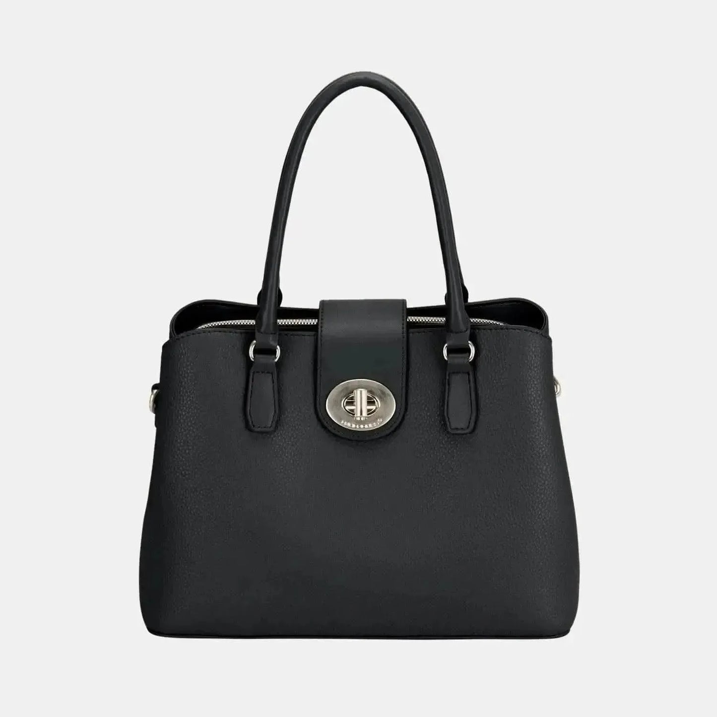 David Jones PU Leather Twist-Lock Tote Bag - Bad Moms Club