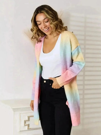 Full Size Gradient Open Front Cardigan - Bad Moms Club
