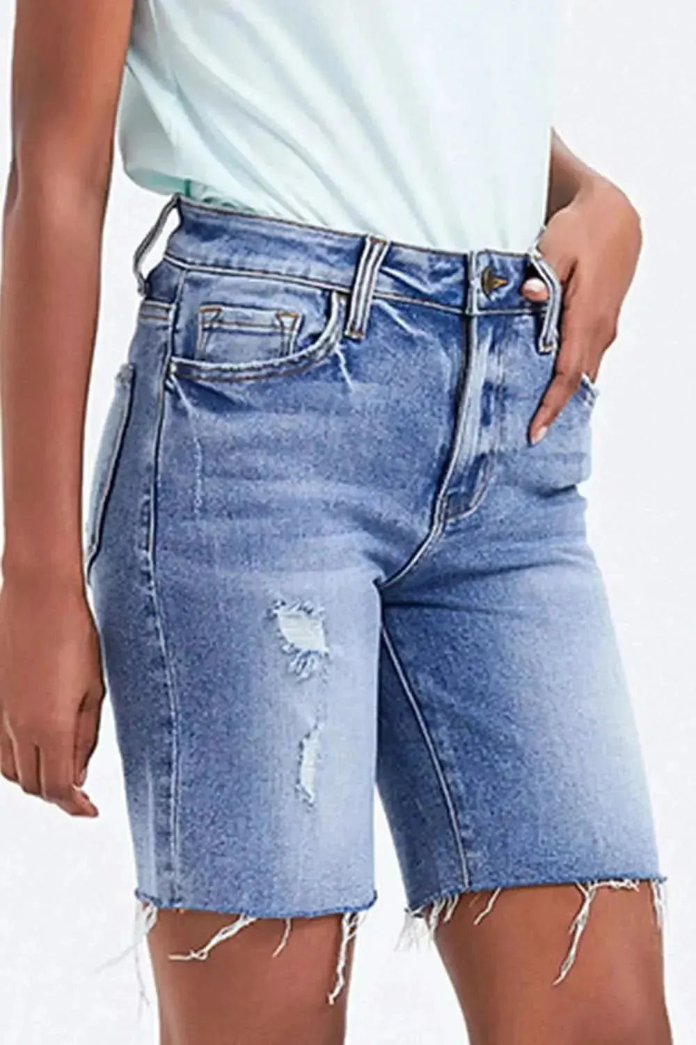 BAYEAS High Rise Denim Shorts - Bad Moms Club