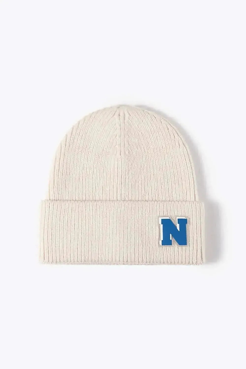 Letter N Patch Cuffed Knit Beanie - Bad Moms Club